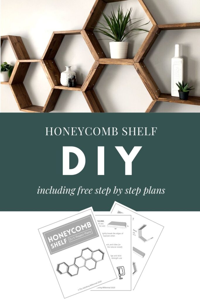 pinterest pin for honeycomb shelves diy project