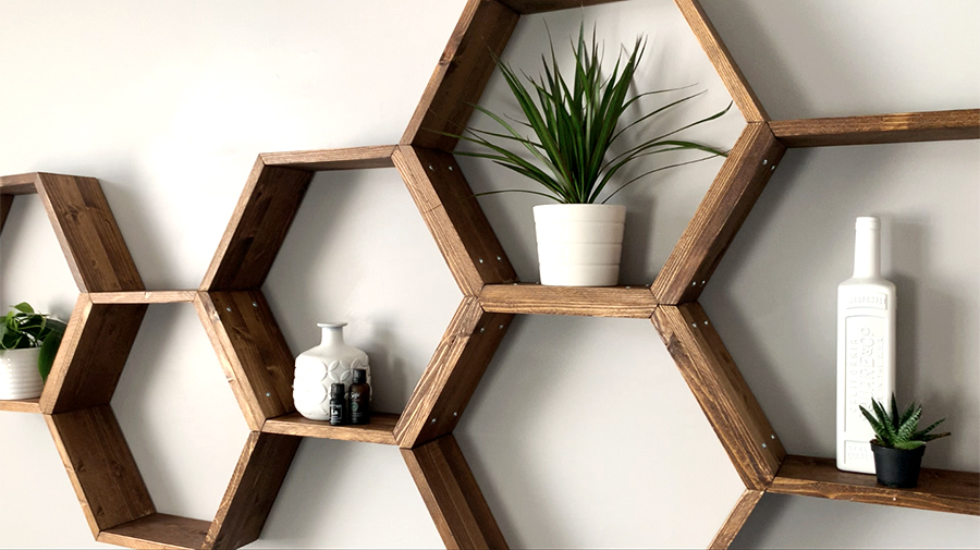 honeycomb shelf decor
